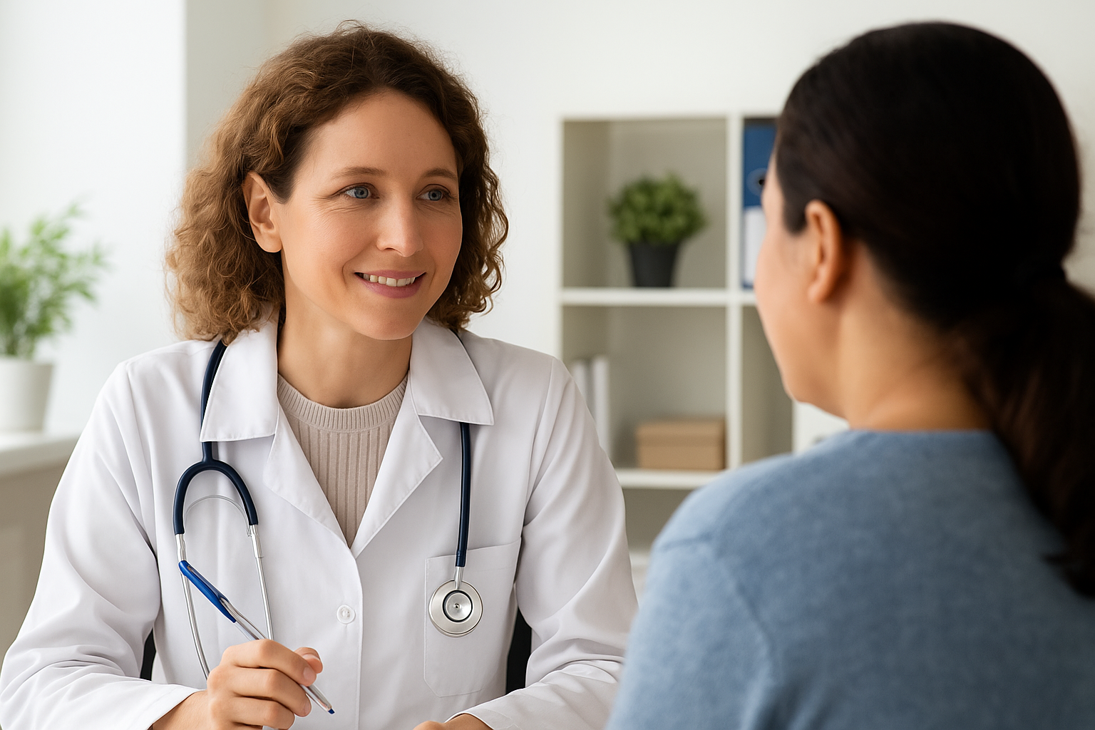 Pharmacist consulting a patient in the UK